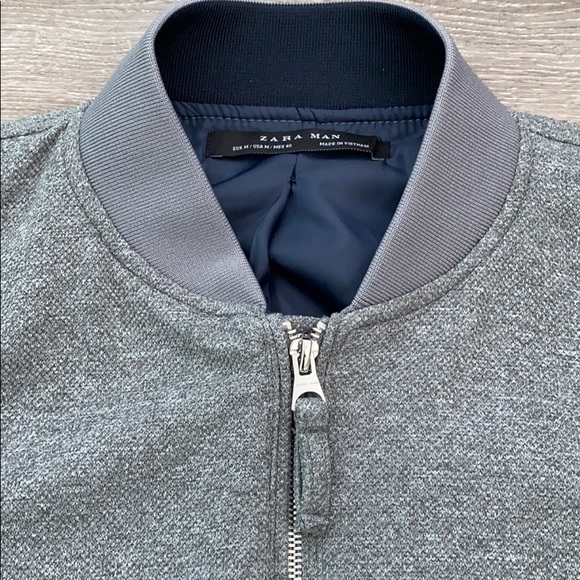❤️ Zara Man Grey Jacket with Navy Lining Size Medium NWOT - Picture 3 of 8